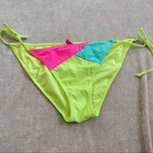 Victoria’s Secret Neon Green Colorblock Neon Bikini Bottom Size Large
